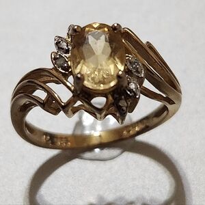 Vintage ​Ross-Simons Oval Citrine 18k Gold Over 925 Sterling Silver Bypass Ring
